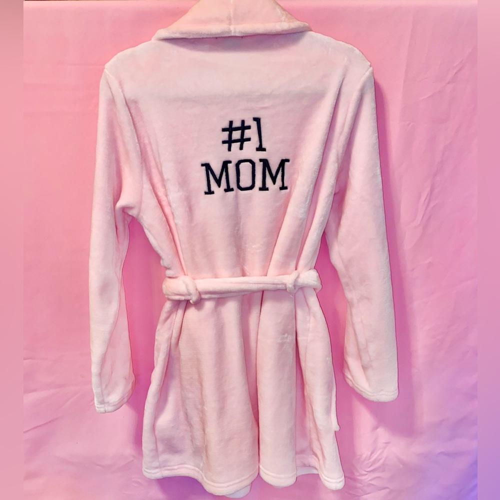 Mother’s Day Gift NEW Bathrobe #1 Mom Pink Pockets Black Cynthia Rowley L Large
